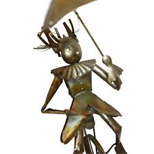 Vintage tin man Clown Sculpture character on unicycle with umbrella 32 Cm for sale  Shipping to South Africa