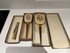 Vintage Vanity Dressing Table Dresser Brush Mirror Set Floral Boxed for sale  Shipping to South Africa