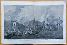 Cook voyages original copperplate SHIPS Fleet Tahiti - 1774 til salg  Sendes til Denmark