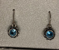 James Avery Sterling Silver Elisa Blue Topaz Earrings Pieced Hook Dangle for sale  Rehoboth Beach