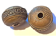 OJIME INRO BEAD JAPANESE ANTIQUE MEIJI ERA BRASS BRONZE CIRCULAR HIGH DETAIL X2 for sale  Shipping to South Africa
