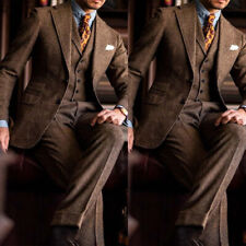 Men Suits Tweed 3 Pieces Slim Fit Coat Pants Prom Tuxedos Wedding Formal Work for sale  Shipping to South Africa