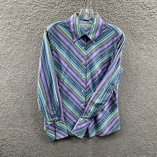 Camisa feminina Tommy Hilfiger top listrada azul grande 100% algodão botão frontal, usado comprar usado  Enviando para Brazil