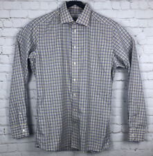 ETON Contemporary 17.5 / 44 Cotton Plaid Check Dress Shirt Mens Yellow, used for sale  Shipping to South Africa