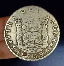 Moneda de Plata 1769 Potosí JR Bolivia 8 Reales Pilar Dólar Agujero Español *C07 segunda mano  Embacar hacia Argentina