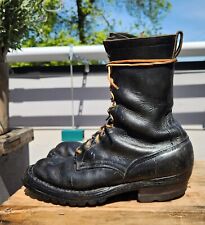 Botas de trabalho vintage brancas de couro preto madeireiro salto fumaça fogo masculino tamanho 11 D, usado comprar usado  Enviando para Brazil