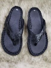 Sandálias masculinas de couro de jacaré de crocodilo genuíno preto feitas à mão tamanho personalizado comprar usado  Enviando para Brazil