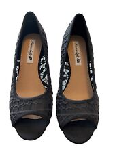 AMERICAN EAGLE Wedge Platform Heels Women Sz 8 Open Toe Lace Summer Black EXC for sale  Shipping to South Africa