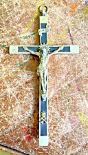 Crucifixo de rosário vintage crânio cruzado e ossos cruzados 6” tom de ébano e prata Alemanha comprar usado  Enviando para Brazil