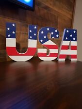 Letras de decoración de madera de EE. UU. pintadas estrellas y rayas  segunda mano  Embacar hacia Argentina