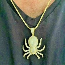 14K Yellow Gold Finish 2 Ct Round Cut Diamond Men's Spider Pendant Without Chain for sale  Shipping to South Africa