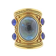 Elizabeth Gage Sapphire Green Tourmaline Cabochon Gold Band Ring for sale  Lahaska