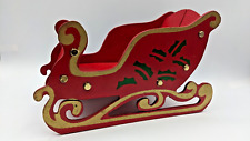 VINTAGE CHRISTMAS FOLDING WOODEN SLEIGH CARD HOLDER 1950-60'S WOOLWORTHS for sale  Shipping to South Africa