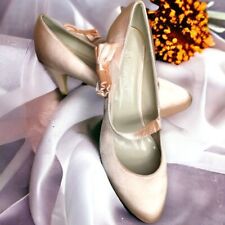 Bride Wedding Guest Mary Jane Shoes Champagne Pink Size 7  8 Satin Bow BNIB for sale  Shipping to South Africa
