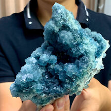 1.19 LB rare transparent blue cubic fluorite mineral crystal sample / China, used for sale  Shipping to Canada