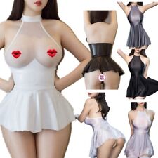 US Women's Mini Dresses Mesh Sheer Patchwork See Through Lingerie Dress Clubwear for sale  Shipping to South Africa