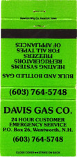 Capa Matchbook Vintage Wentworth New Hampshire Davis Gas Co., Gás Engarrafado comprar usado  Enviando para Brazil
