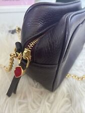 Lulu Guiness crossbody bag burgundy Black White  LiNing Auth Leather Gold Chain, used for sale  LEEDS