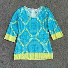 Soft Surroundings Scoop Neck Tunic Mandela Medallion Sweater Blue Yellow Size XS for sale  Shipping to South Africa