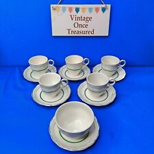 Grindley CREAM PETAL Green Platinum * 5 x Coffee Cups & Saucers + Sugar Bowl for sale  Shipping to South Africa