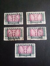 SELLOS ESPAÑA USADOS 1940 VIRGEN DEL PILAR CORTA 5 SELLOS 40+10 CTS. CON PIE IMP comprar usado  Enviando para Brazil