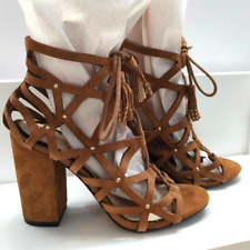 Jessica Simpson Shoes Kariba Cage Sandals Honey Brown Lux Kid Suede Size 7.5 M for sale  Shipping to South Africa