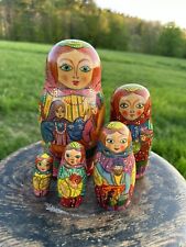 Conjunto assinado de 5 bonecas russas vintage feitas à mão Matrioska Nesting importações Shelmar comprar usado  Enviando para Brazil