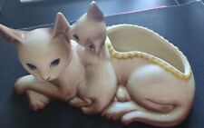 Hull USA 63 Vintage Collectible Art Pottery - Siamese Cat with Kitten Planter for sale  Shipping to South Africa
