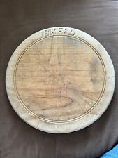 VINTAGE ROUND WOODEN BREAD BOARD CARVED BREAD WORDING for sale  Shipping to South Africa