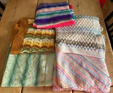 Hand Knitted Baby Blankets Handmade x 5 Bundle Dolls Pram Blankets, used for sale  Shipping to South Africa
