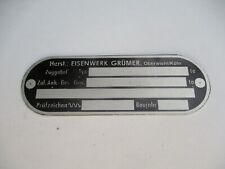 Typenschild eisenwerk grümer gebraucht kaufen  Goch