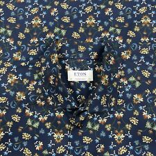 Camisa social ETON contemporânea masculina estampa floral algodão azul 42 16.1/2 comprar usado  Enviando para Brazil