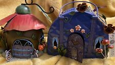 Olive & Sage Metal Fairy Purple Handbag House & Poppy Flower House Ex Condition, used for sale  Shipping to South Africa