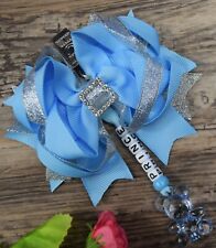Personalised stunning pram charm in baby blue baby girls boys bear, used for sale  Shipping to South Africa