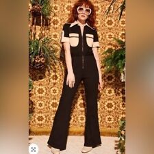 The Hippie Shake That 70’s Flare Leg Retro Women 8 Funky Y2K Brown Jumpsuit for sale  Shipping to South Africa