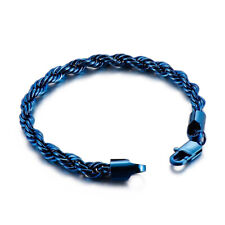 Stainless Steel Twisted Rope Chain Bracelet Blue For Men Women 6mm 8.26'', used for sale  Shipping to South Africa