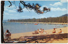 Cartão postal vintage Zephyr Cove, Nevada LAKE TAHOE cena de praia c1950s Frashers comprar usado  Enviando para Brazil