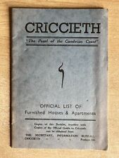 Used, CRICCIETH CAMBRIAN COAST HOUSES AND APARTMENT LIST 1928 for sale  Shipping to South Africa