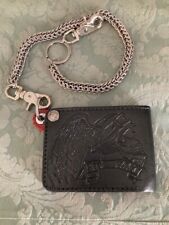 Anvil Custom Biker Wallet Black & Red Leather Brand New  RIDE FAST WINGED SKULL, used for sale  Shipping to South Africa