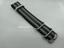 New Zuludiver 24mm Nylon Black & Grey Heavy Duty Zulu Divers Watch Strap XG60 for sale  Shipping to South Africa