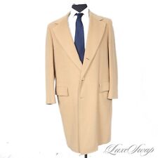 #1 MENSWEAR Vintage Chipp Camel Tan Flannel TRAD Polo Overcoat Top Coat 42 NR for sale  Shipping to South Africa
