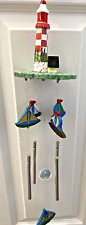 Faro de madera vintage campanas de viento cabaña de madera 22" de largo pintado a mano segunda mano  Embacar hacia Argentina