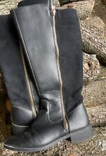 Botas de equitação femininas vintage 6.5 couro sintético preto e camurça dourado com zíper Kohl’s comprar usado  Enviando para Brazil