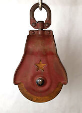 Large Antique Cast Iron Star Line Barn Pulley - Wood Wheel (031) for sale  Shipping to Canada