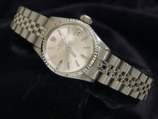 Vintage Rolex Date Donna Acciaio Inox & 18K Oro Bianco Orologio Argento Dial for sale  Shipping to South Africa