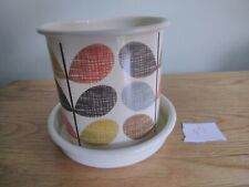 ORLA KIELY MULTI STEM PATTERN SMALL ENAMELWARE GARDEN PLANTER & SAUCER for sale  Shipping to South Africa