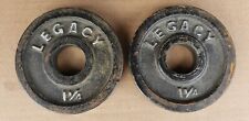 TWO Vintage Legacy Barbell 1.25 lb Standard Weight Plates Cast Iron 2.5lbs total for sale  Shipping to South Africa