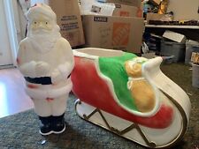 Rare Vintage Union Blow Mold Santa 33” w Sleigh 3ft  Large Outdoor Christmas for sale  Smithtown