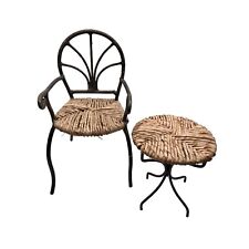 Mesa e cadeira pequenas Pottery Barn vime ferro forjado núcleo chalé gasto comprar usado  Enviando para Brazil