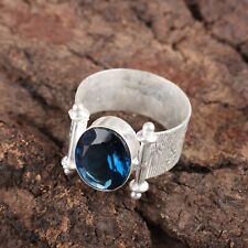 Natural London Blue Topaz Band Ring Size  925 Silver For Girls for sale  Shipping to South Africa